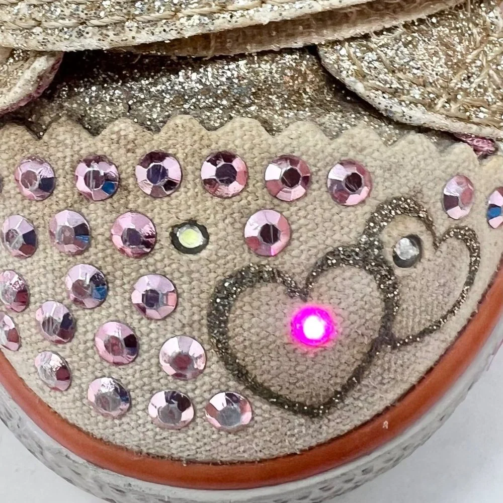 Skechers Girls Twinkle‎ Toes Pink Gold Glitter Hearts Size 5
